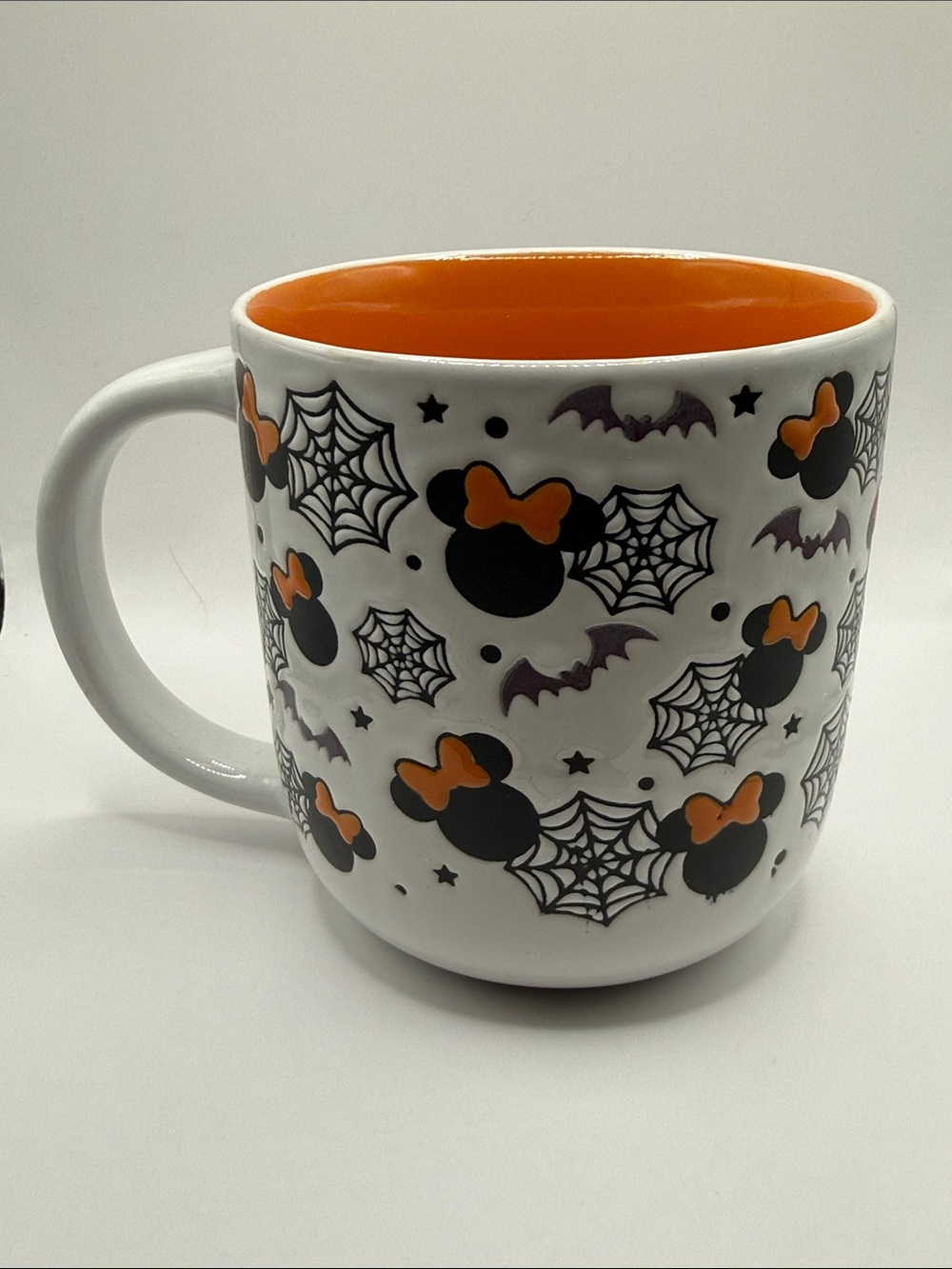 Disney Halloween Minnie Mouse Ceramic Mug in White, Black & Orange